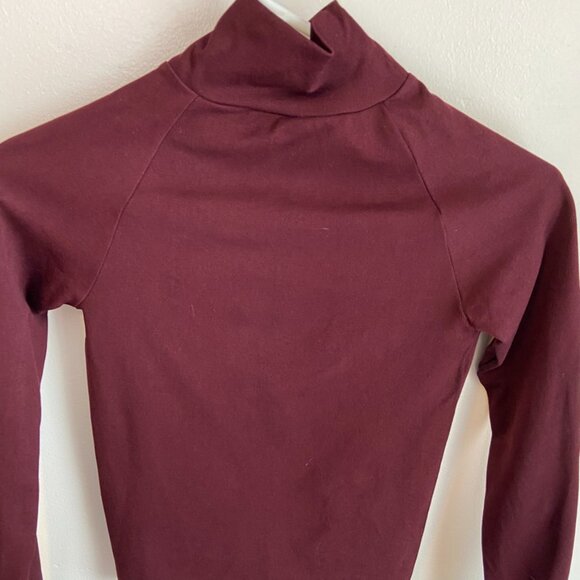 Intimately Free People Maroon Open Back Mock Neck Long Sleeve Shirt - Picture 6 of 7